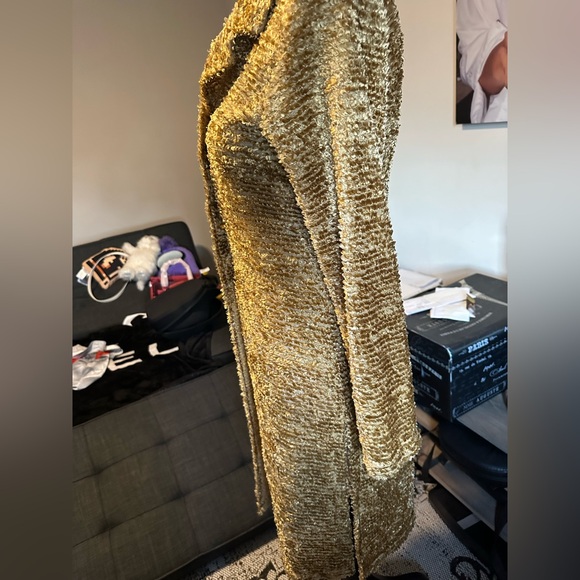Vintage Luly K New York Caramel Brown Gold Button Cardigan Maxi Jacket Medium - Picture 8 of 11